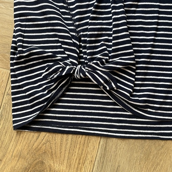 Fifteen Twenty Blue and White Tie Front Tank Top - Picture 2 of 4